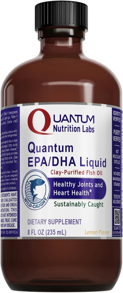 Quantum Nutrition Labs EPA/DHA Liquid - Omega 3 Fish Oil Liquid、オメガ3 液体魚油サプリメント 大人、関節、心臓、脳の健康サポート - 8 Fl Oz Bottle