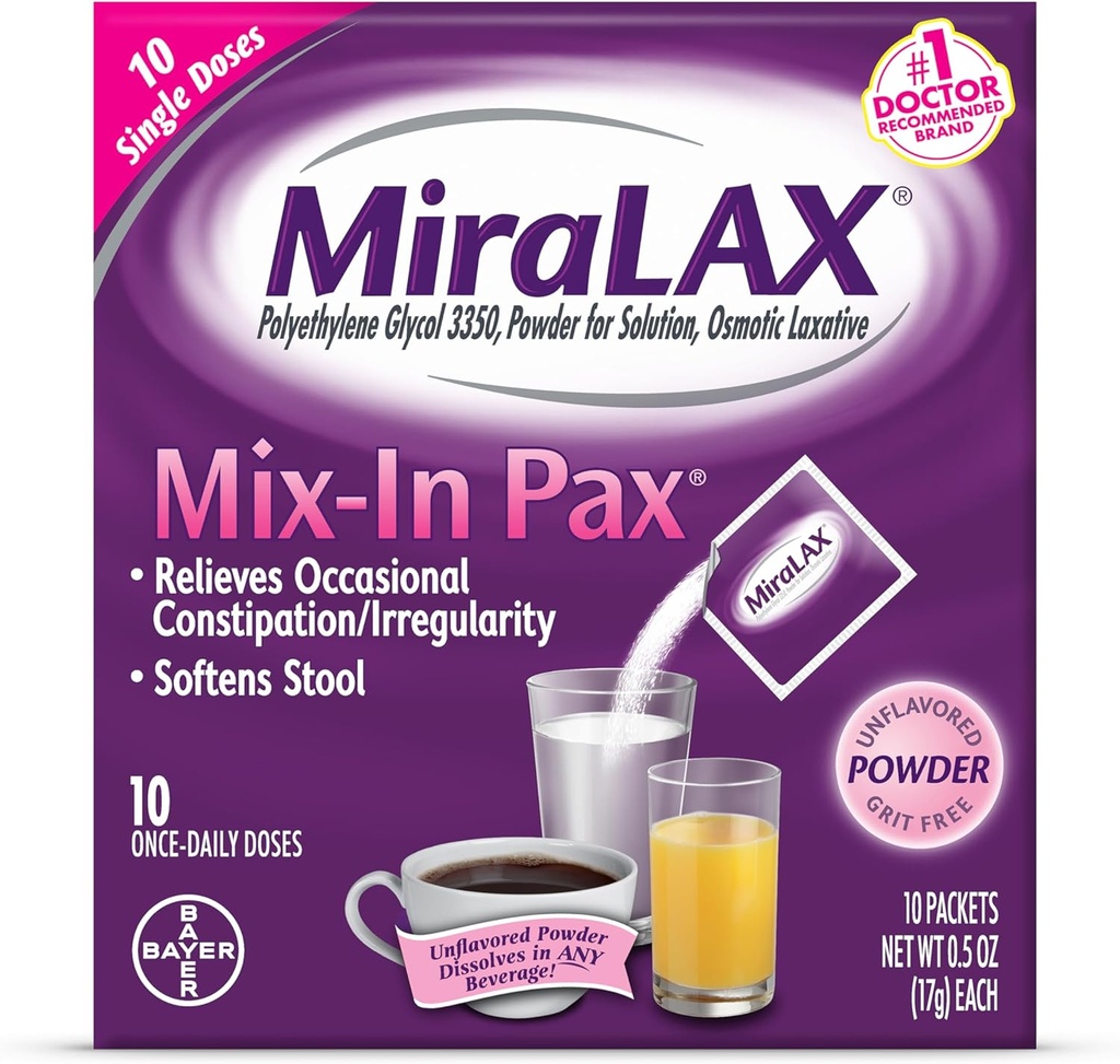 MiraLAX の Laxative の粉のパケット 10.0 ea. (量の 5)