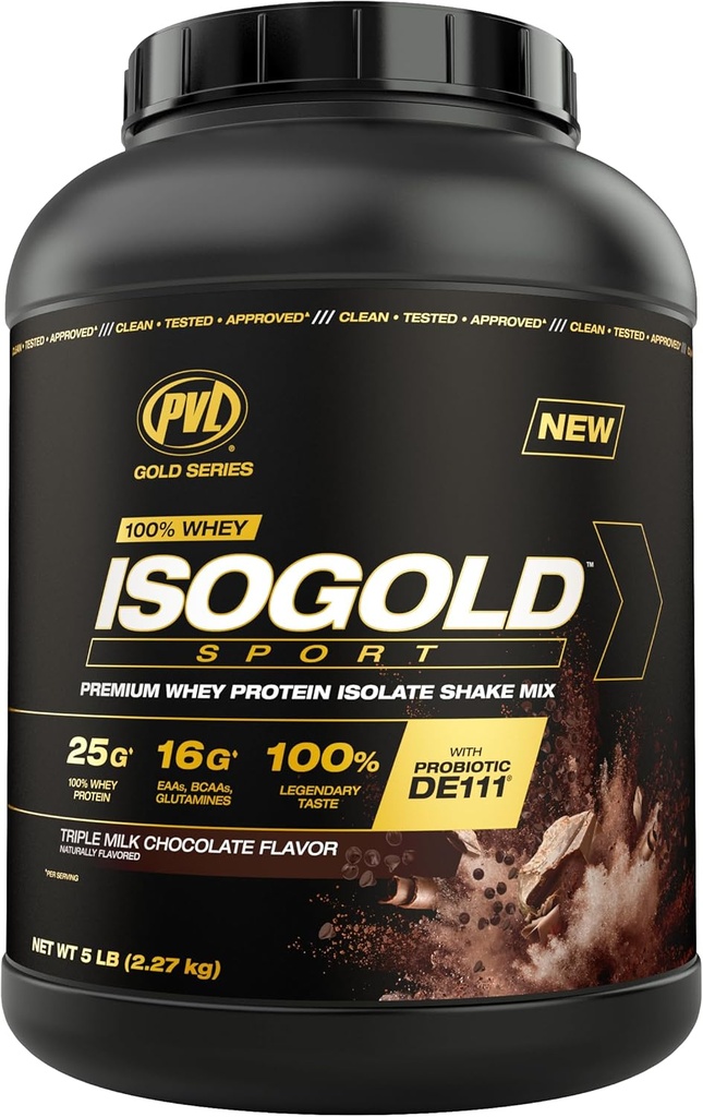 PVLゴールドシリーズ - 100%のWhey ISOGOLDスポーツ - プレミアムWheyプロテインアイソレートシェイクミックス - 5 LB - トリプルチョコレート