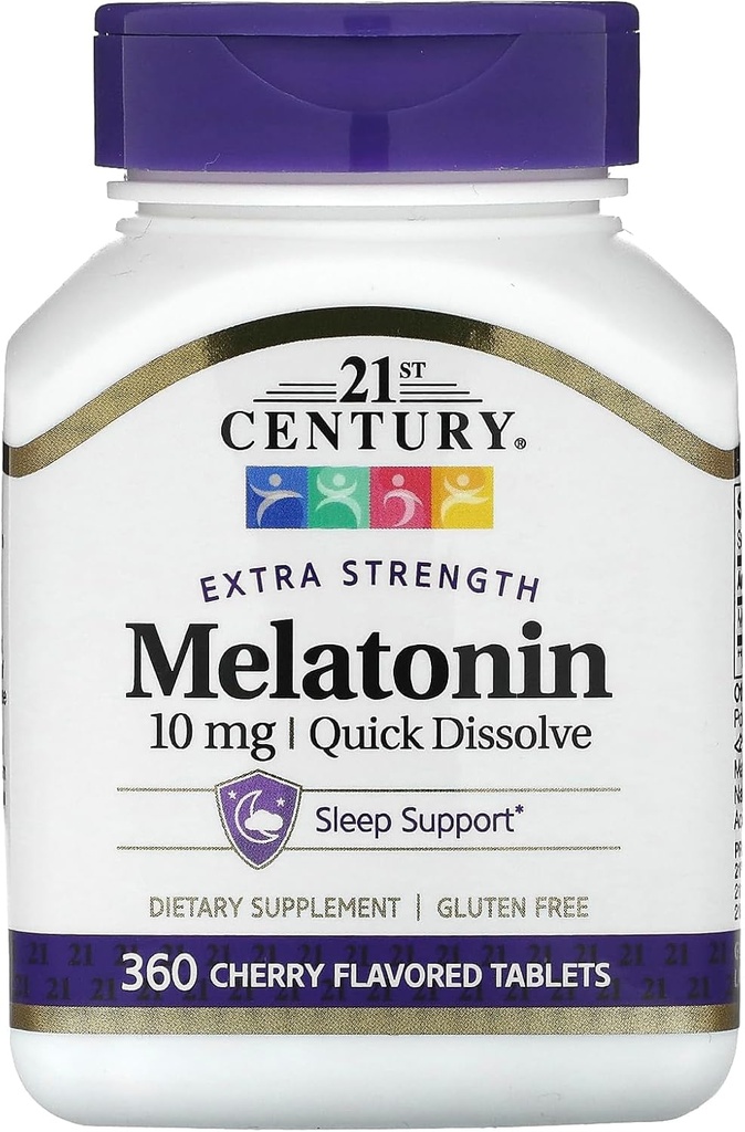 21st Century Extra Strength Melatonin, Quick Dissolve, Cherry, 10 mg, 360 Tablets