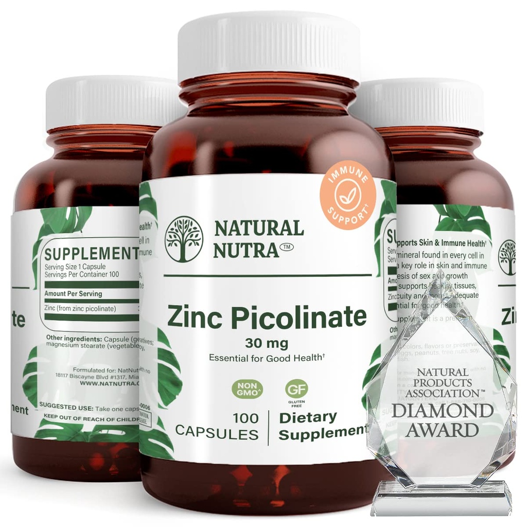 自然なNutra亜鉛ピコリン酸塩30のmg、二重強さ、未加工および純粋、成長および免疫サポートのための非常に生物利用できる補足、助けは皮の健康を促進します、メタボリック システム100のカプセルを支えます