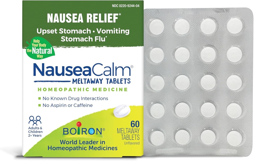 Boiron NauseaCalm は、Stomach Flu、Overindulgence、または Motion Sickness - Non-Drowsy - 60 カウントのために、設定されたStomach、Nausea、および嘔吐のための救済を支持します