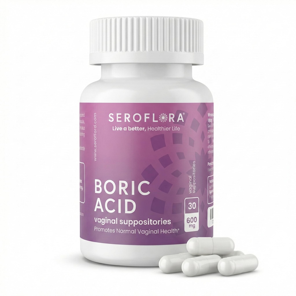 Serofloraのホウ素の酸の腟の坐剤600のmg 30のカプセル-女性のためのホウ素酸の丸薬-女性のための腟の健康pHのバランス-腟の臭気制御を支えて下さい。 アメリカ製