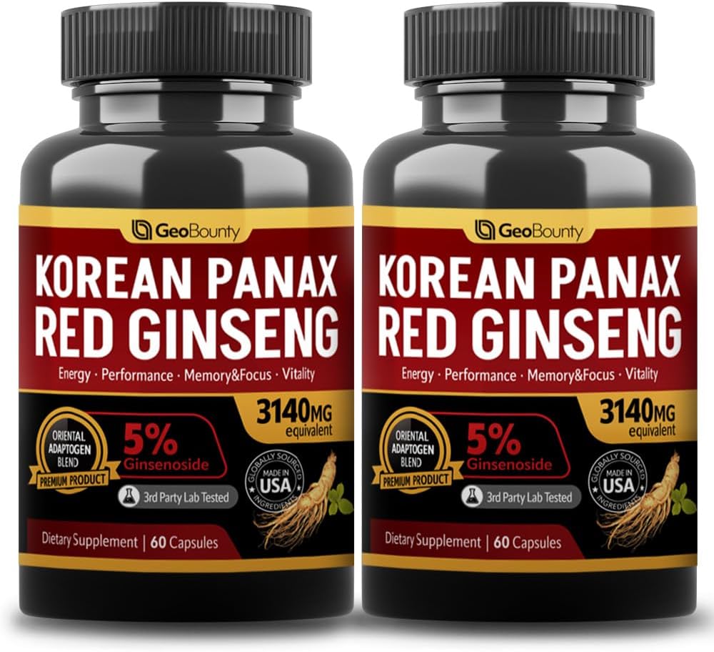 韓国の赤いPanax Ginsengのカプセル2のパック、Panax Ginsengの補足、2つの価値のパック3140mg (Ginsenoside 5%)