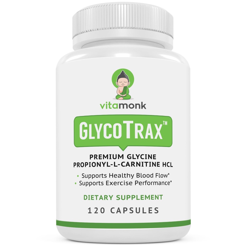 VitaMonk GlycoTraxTM GPLCエクストラ大型ボトル - 人工フィラーなしの高吸収性グリシンプロピオンシル-L-カルニチンの120カプセル - グリシンプロピオンシルLカルニチンサプリメント