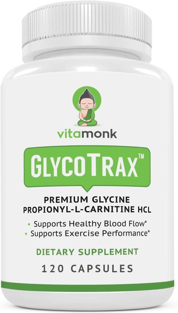 VitaMonk GlycoTraxTM GPLCエクストラ大型ボトル - 人工フィラーなしの高吸収性グリシンプロピオンシル-L-カルニチンの120カプセル - グリシンプロピオンシルLカルニチンサプリメント