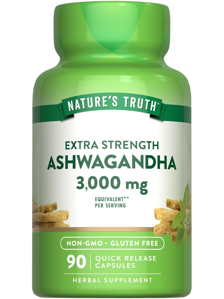 Nature's Truth Ashwagandha カプセル | 3000mg | 90 カウント | 余分な強さ | 黒いペッパーと | 非GMO & グルテンフリーの補足