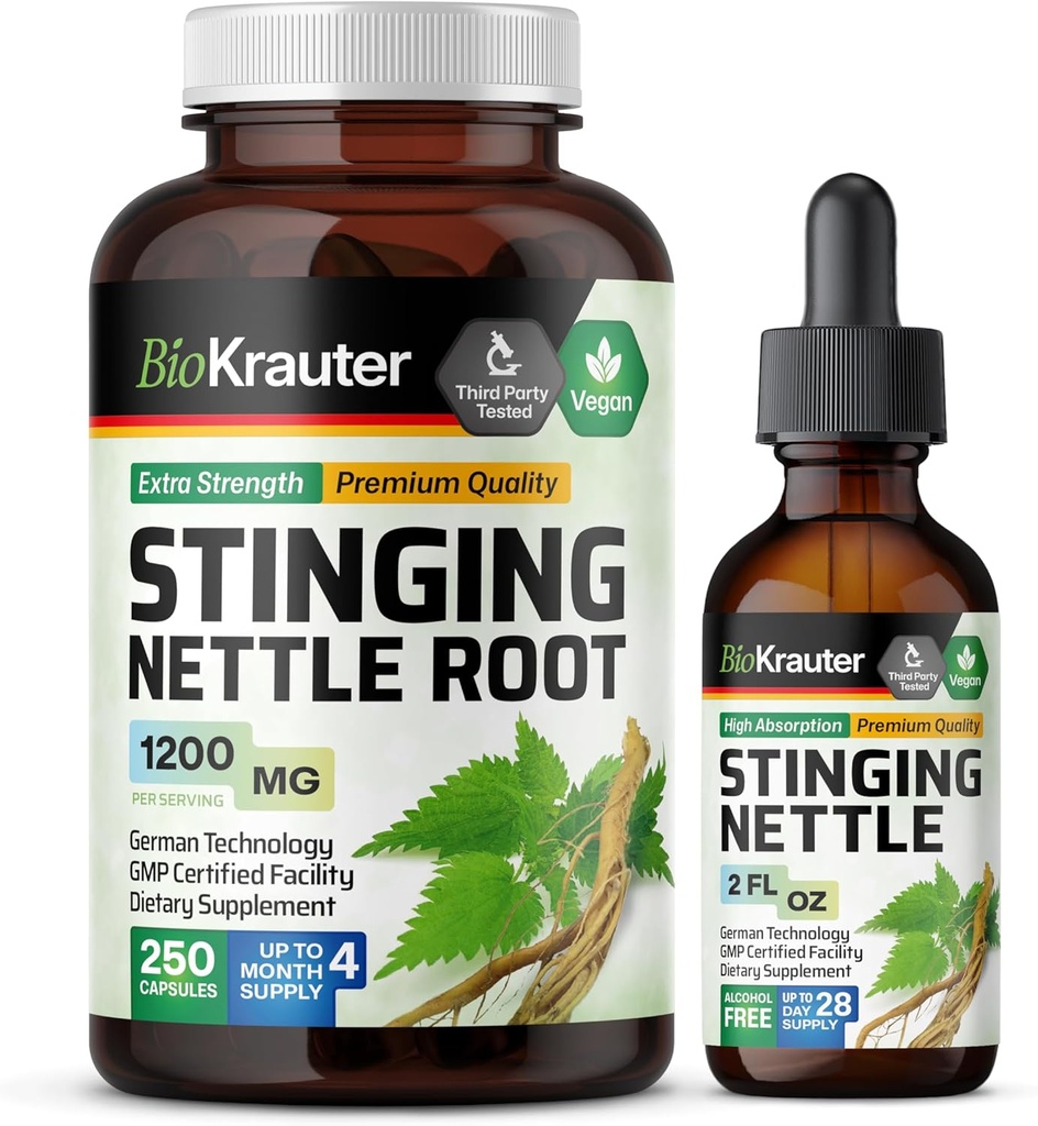 BIO KRAUTER Stinginging Nettle 250 カプセル&Stinginging Nettle Tincture 2 Fl. Oz.