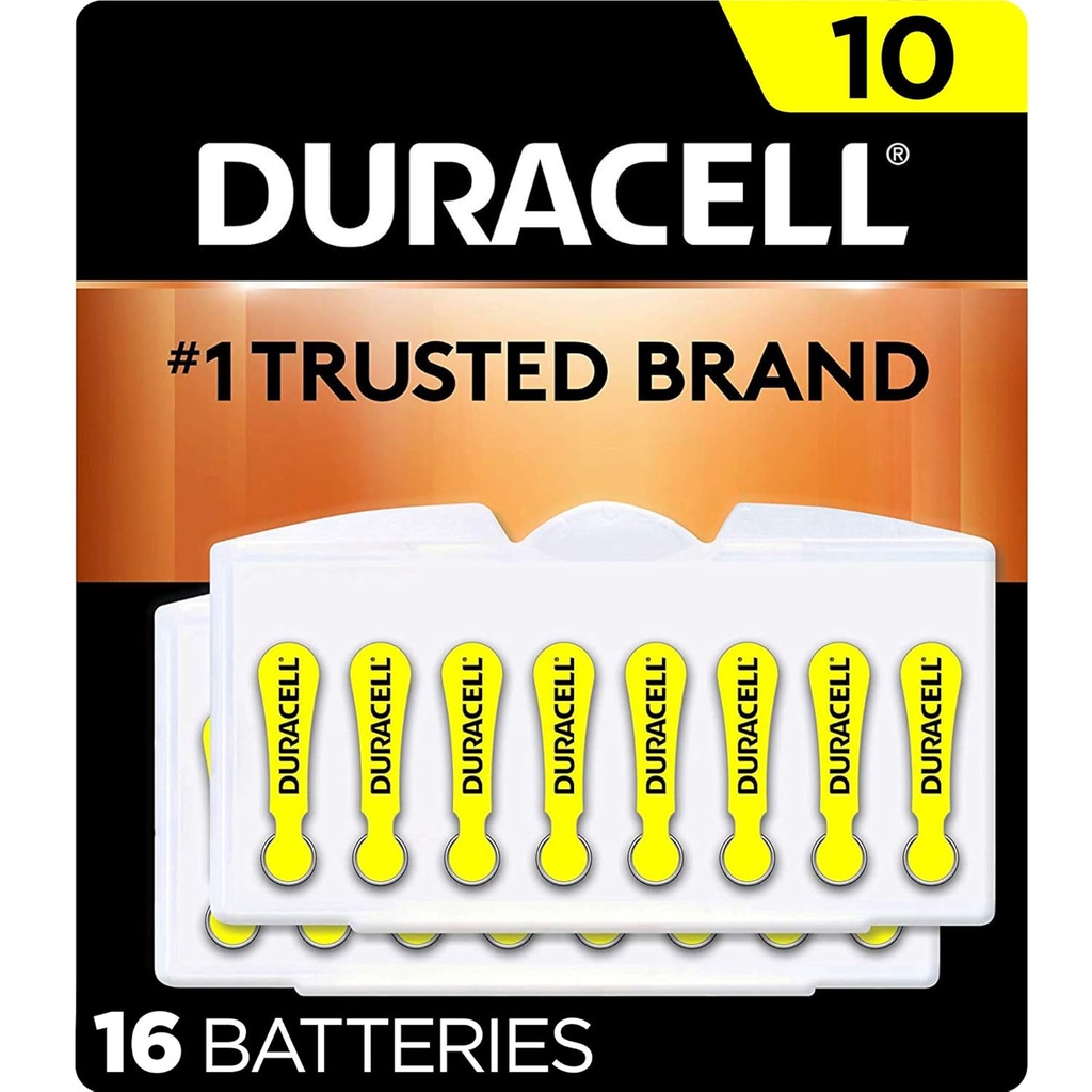 Duracellの補聴器電池の黄色のサイズ10、16の計算のパック、10Aのサイズの長持ちする力、余分長のEasyTabは補聴器装置のために取付けます