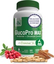 Health Thru Nutrition GlucoPro Max - with 1,500mg Berberine, Chrominex + Chromium, and 1,000mg Cinnamon | Vegan, Non-GMO, Gluten Free | Pack of 180