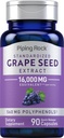 パイピングロックグレープシードエキスカプセル | 16,000mg | 90Pills | Vitis Vinifera Supplement | 非GMO、グルテンフリー