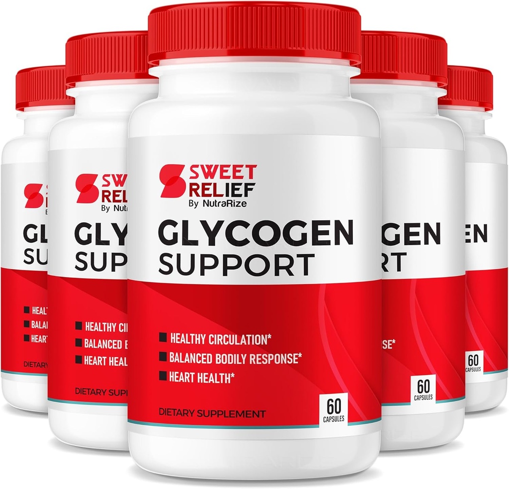 NutraRize (Pack of 5 Sweet Relief Glycogen Support - Glycogen Capsules, Blood Vessel Cleaner, Advanced Formula for Overall Wellness, Reviews (300 Capsules)