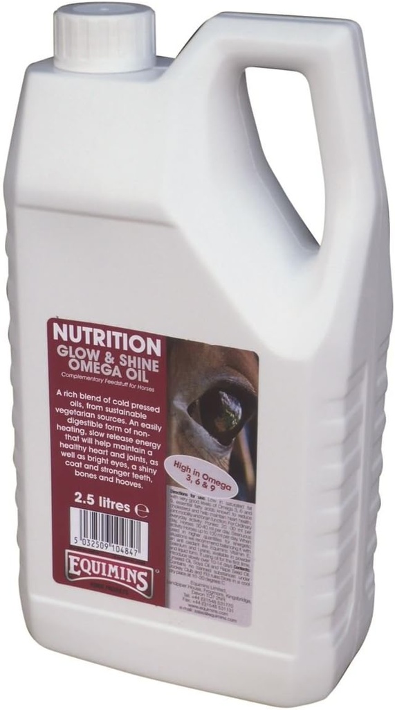 Glow and Shine Omega Oil, Equimins, Horse Nutrition and Supplements, 2.5L