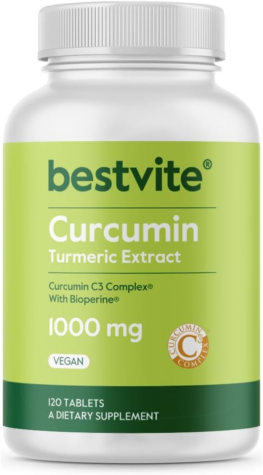 クルクミン1000mg (Turmeric) (120のタブレット) Curcumin C3コンプレックス&バイオペリンで作られた - 95%のクルクミノイドに標準化 - ビーガン