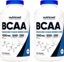 Nutricost BCAA 1000mg、500カプセル(250サーブ)、2:1分ブランチチェーンアミノ酸(L-ロイシンの500mg、L-イソロイシンとL-バリンの250mg)(2ボトル)