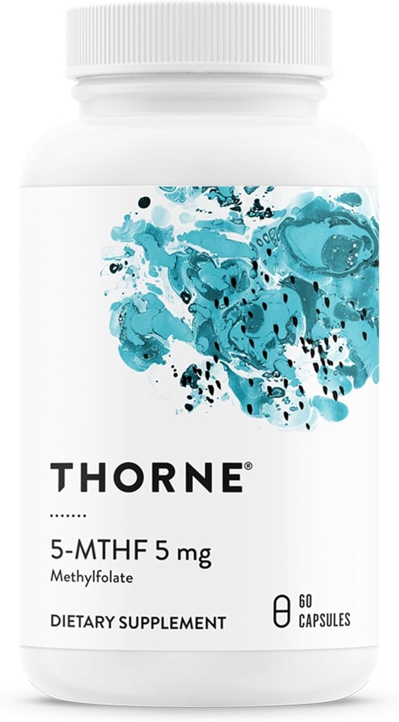 THORNE - 5-MTHF - メチルフォレート(活性B9 Folate)サプリメント - 心血管の健康、胎児発達、神経の健康、メチル化&ホモシースタインレベルをサポート* - 60 サービング - 5-MTHF 5mg