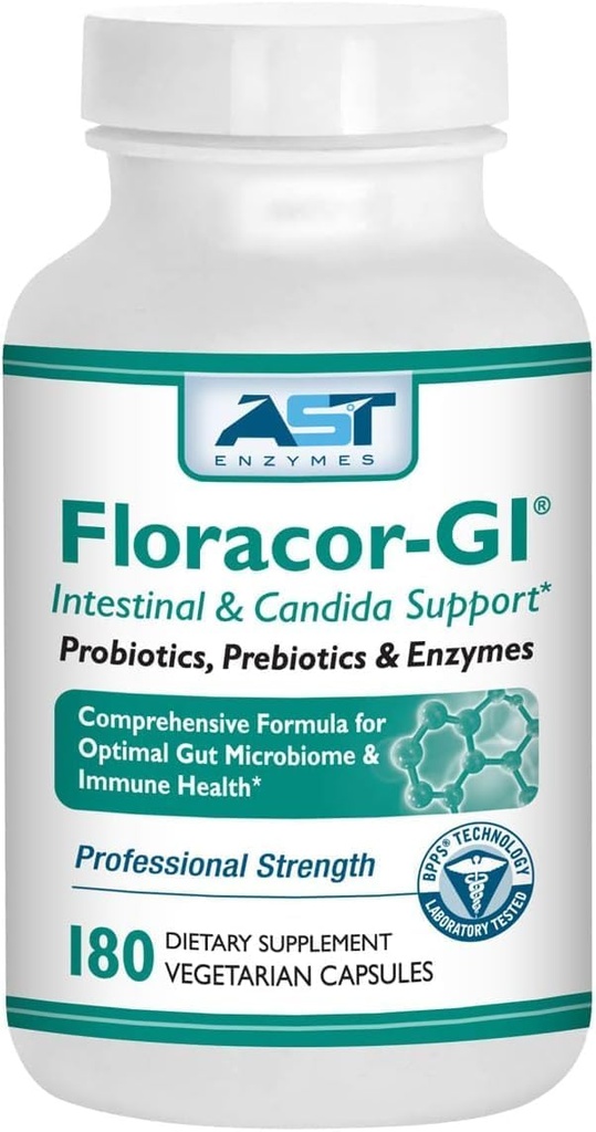 Floracor-GI Candida Cleanse、Probioticおよび酵素サポート方式180カプセル