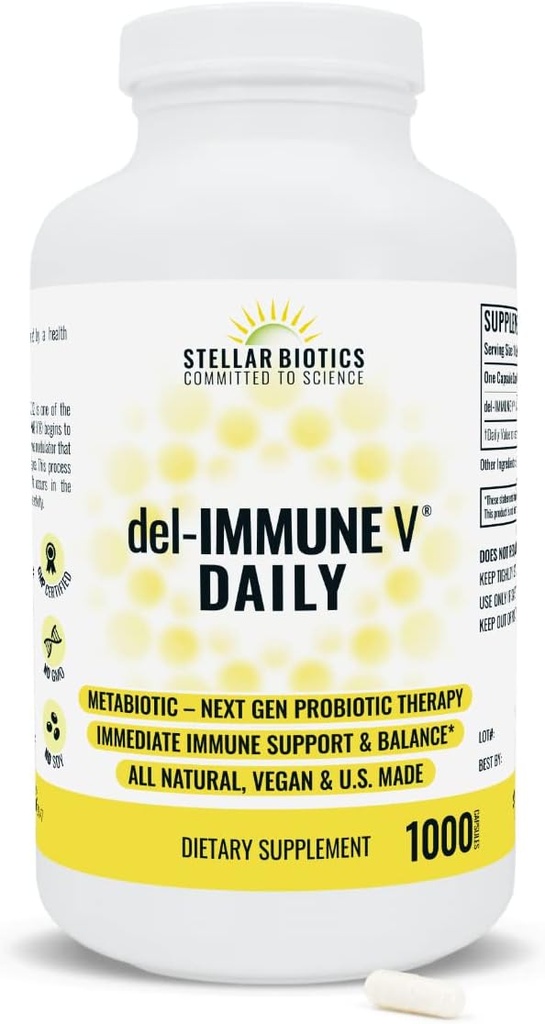 デル・イムン V® デイリー by Stellar Biotics, All-Natural Immune Support & Gut Health, Immediate Care, Metabiotic: NextGen Probiotic Therapy (1000キャップ)