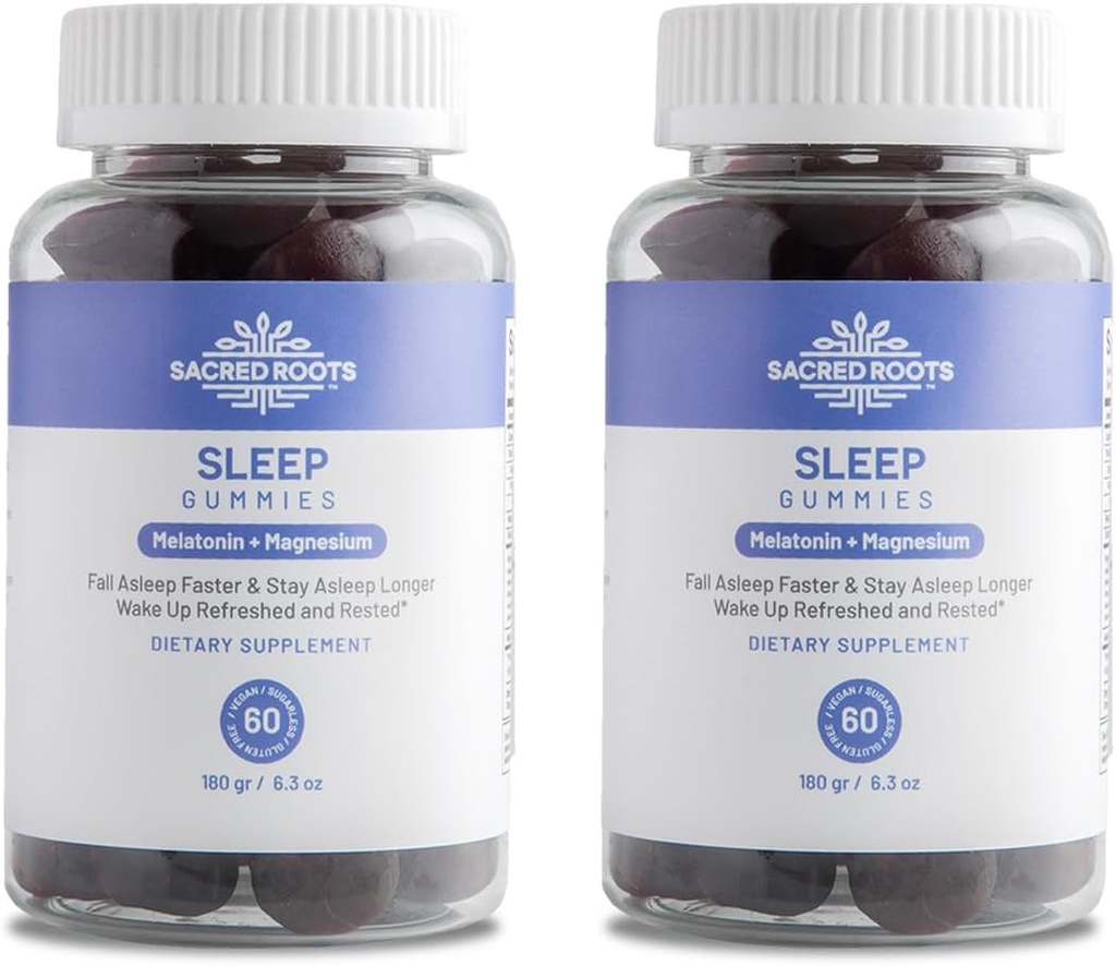 眠るグミ - 砂糖無料メラトニンは、睡眠サポートのためのマグネシウムとグミ - 天然成分の植物ブレンド - ケト、ビーガン、非GMO&グルテンフリー - 米国製(60サービング)
