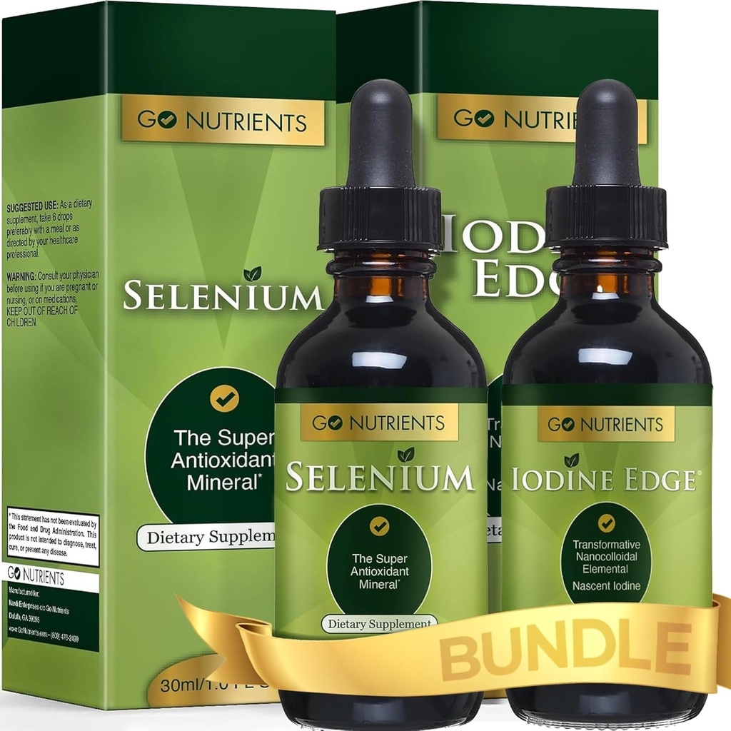Go Nutrients Selenium 200 mcg サプリメント | Go Nutrients Nascent Iodine サプリメント | High Potency Liquid Drops - 非GMO、グルテンフリー
