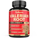 Satoomi Valerian Rootカプセル - 9天然ハーブ - Ashwagandha、ターメリック、ジンジャー、セイロンシナモン - 90キャップ3ヶ月の供給