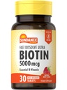 サンダンスファースト分解ビオチン5000mcg | 30錠 | エッセンシャルB-ビタミン | ナチュラルベリー風味 | ベジタリアン・非GMO・グルテンフリー対応サプリメント