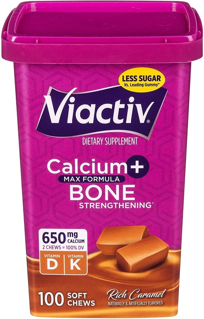 骨の健康、豊富なキャラメル、100 の柔らかい咀嚼のための Viactiv の最高の方式のカルシウム +Vitamin D3 の補足