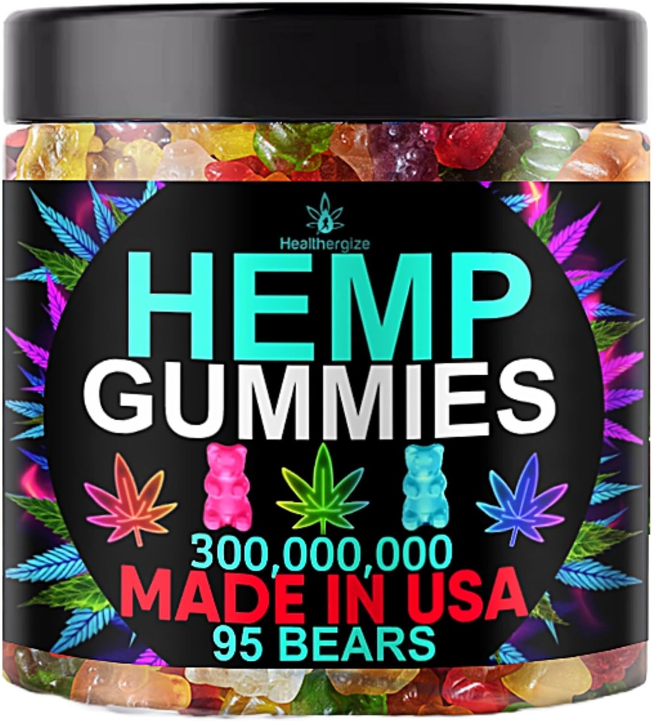 Hemp Gummies 睡眠 リラクゼーション エディブル ナチュラル フルーティー フレーバー Gummy Bears for Bedtime-Advanced Hemp Oil Infused-Made in USA