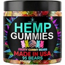 Hemp Gummies 睡眠 リラクゼーション エディブル ナチュラル フルーティー フレーバー Gummy Bears for Bedtime-Advanced Hemp Oil Infused-Made in USA