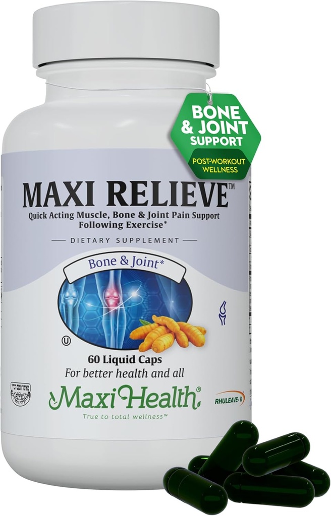 Maxi Healthは、TurmericとBoswellia Serrataとの共同サポートサプリメントを取り除き、エクササイズ後のクイックアクティビティサポート、ベジタリアン非GMOボーン&男性と女性のための共同健康サプリメント、60カプセル