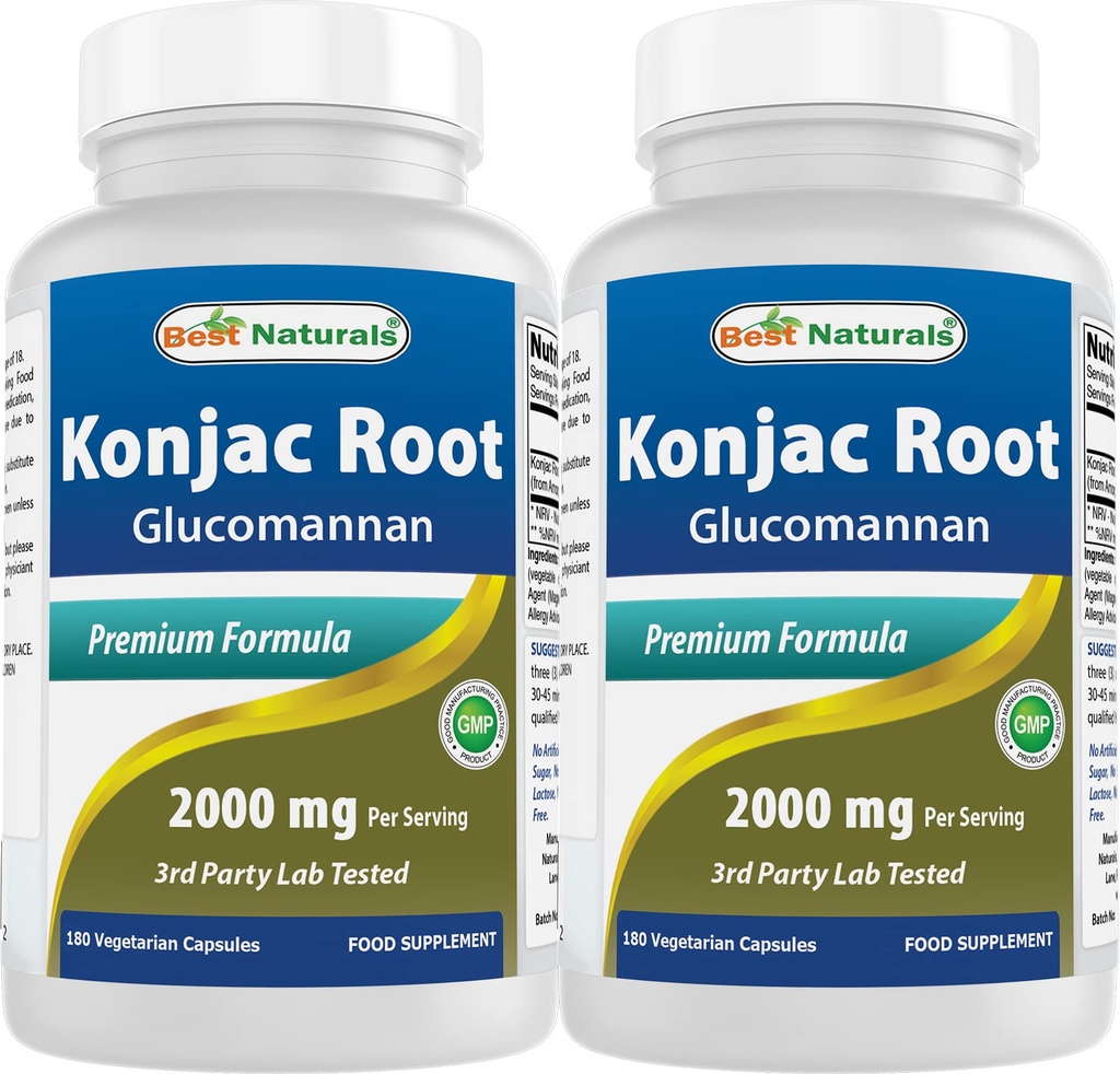 ベストナチュラルズ2パックKonjacグルコマンナンルート2000mg/サービング - 180ベジタリアンカプセル