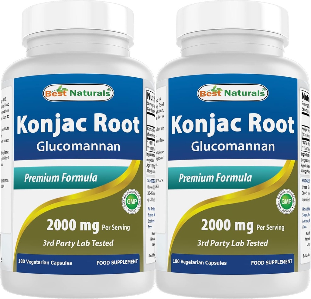 ベストナチュラルズ2パックKonjacグルコマンナンルート2000mg/サービング - 180ベジタリアンカプセル
