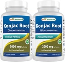 ベストナチュラルズ2パックKonjacグルコマンナンルート2000mg/サービング - 180ベジタリアンカプセル