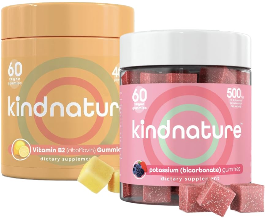 大人の&子供のための熟年ビタミンB2リボフラビン400mg&カリウムガミー - カリウムサプリメント500mg&リボフラビン400mgChewableガミー
