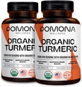 ポモナウェルネスオーガニックターメリックサプリメント2100mg、USDAオーガニック、非GMO、ビーガン、吸収のためのブラックペッパーとターメリッククルクミン、共同サポートと免疫、240錠(2パック)