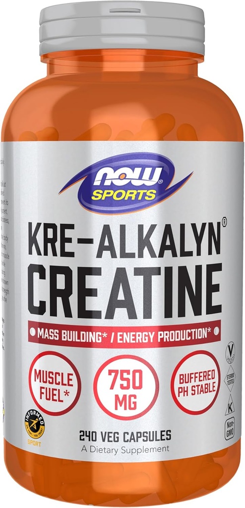 NOW Foods Sports Nutrition、Kre-Alkalynクレアチン750mg、マスビル* /エネルギー生産*、240ベジカプセル