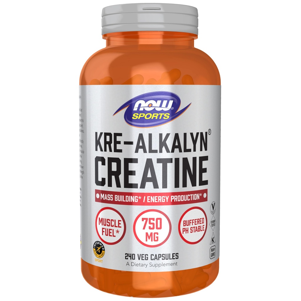 NOW Foods Sports Nutrition、Kre-Alkalynクレアチン750mg、マスビル* /エネルギー生産*、240ベジカプセル