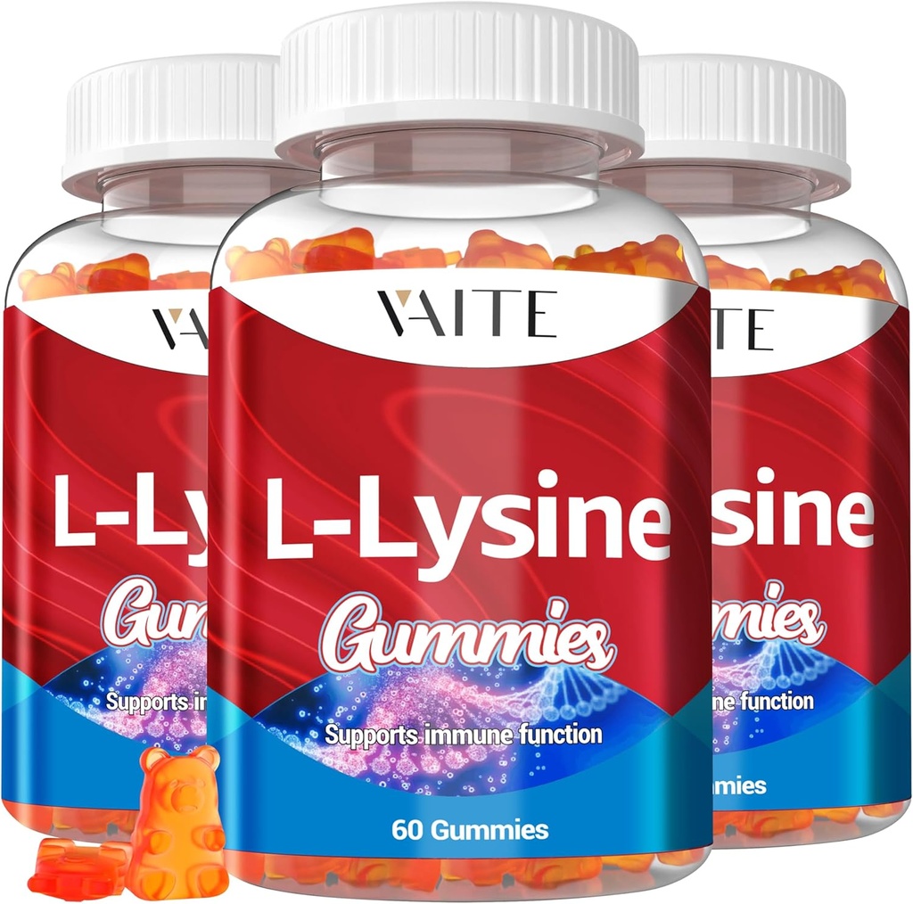 L-Lysine 1000mgガミー - 皮膚、唇、ビーガン、グルテンフリー、大人のための60Chewableリジン、ビタミンティッシュ健康&免疫システム、アミノ酸ビタミンサプリメント&複合サプリメント(3パック)