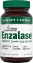 Master Supplements Enzalase - 50 Capsules - Probiotic Compatible Enzymes - Provides Digestive Boost + Gas & Bloating Relief - Gluten Free - 50 Servings