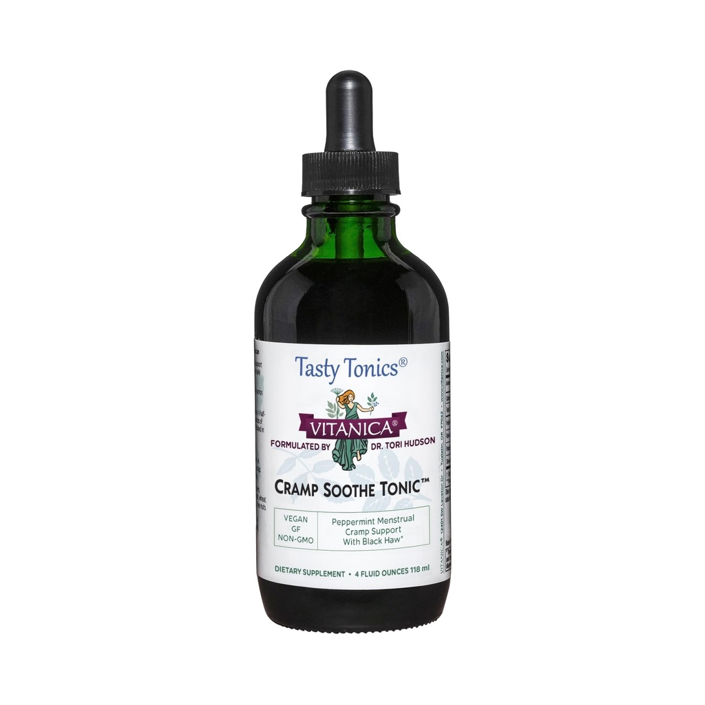 Vitanica Cramp Soothe Tonic、DrフォーミュレートメンストラスチュアルCrampサポート、ブラックホーバーク、バレリアンRoot、ジンジャーRoot、およびGarryaハーブ、アルコールフリー、ビーガン、4 Ounce