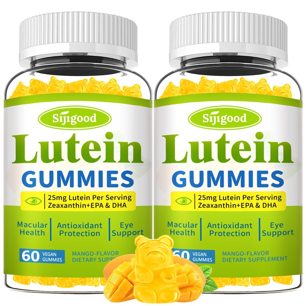ルテインとゼアキサンチンは、アスタキサンチン&ビルベリーエキスでグミを補います - Omega-3、ビタミンA、C、E、D3、ビジョン健康亜鉛 - 砂糖無料、マンゴ味、120カウント