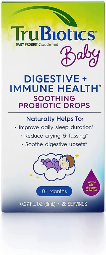 TruBiotics Baby Probiotic Drops, Daily Infant Probiotics Newborn+, Helps Ease Occasional Tummy Discomfort, Supports Developing Immune System, 0.27 Fl Oz (28 Servings)
