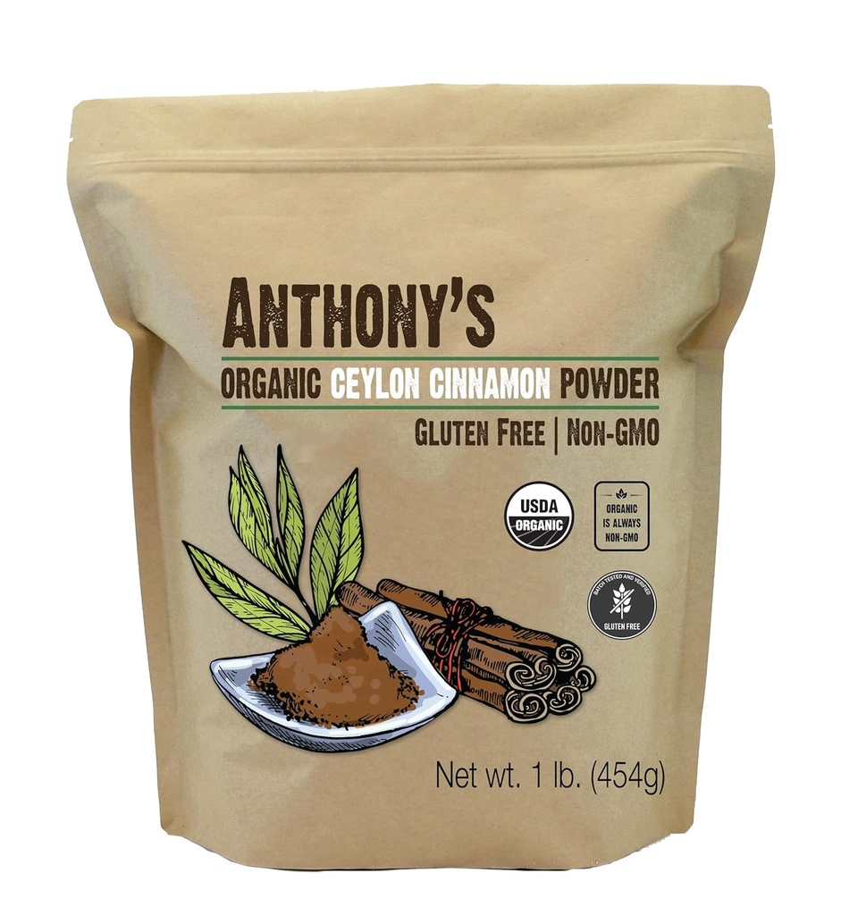 Anthony's Organic Ceylon Cinnamon Powder, 1 lb, グランド, グルテン 無料で, 非 GMO, Keto フレンドリー