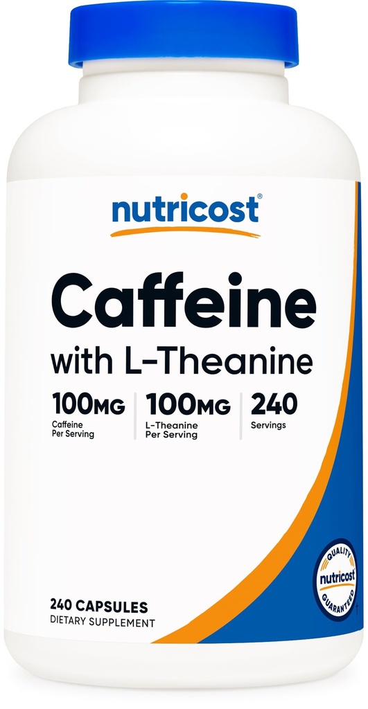 L-テアニンとNutricostカフェイン、各100mg、240カプセル、240サービング - 非GMOとグルテンフリー