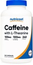 L-テアニンとNutricostカフェイン、各100mg、240カプセル、240サービング - 非GMOとグルテンフリー