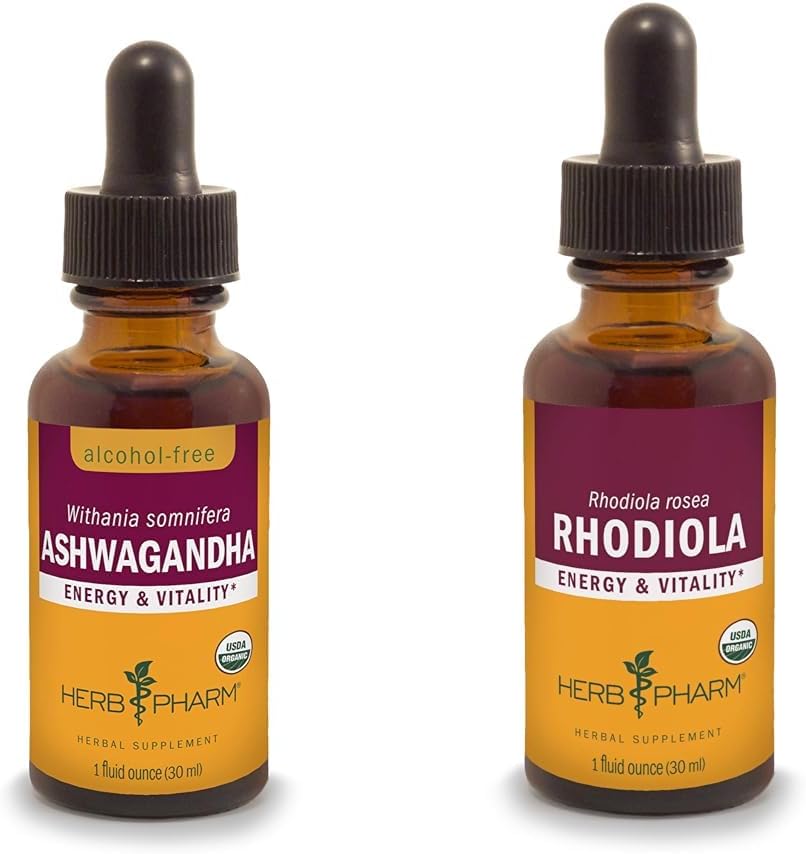 ハーブ Pharm Ashwagandha & Rhodiola Root 抽出物 エネルギー, 死亡率 & スタミナ, アルコールフリー グリセライト & 有機 Cane アルコール, 1 Oz 各