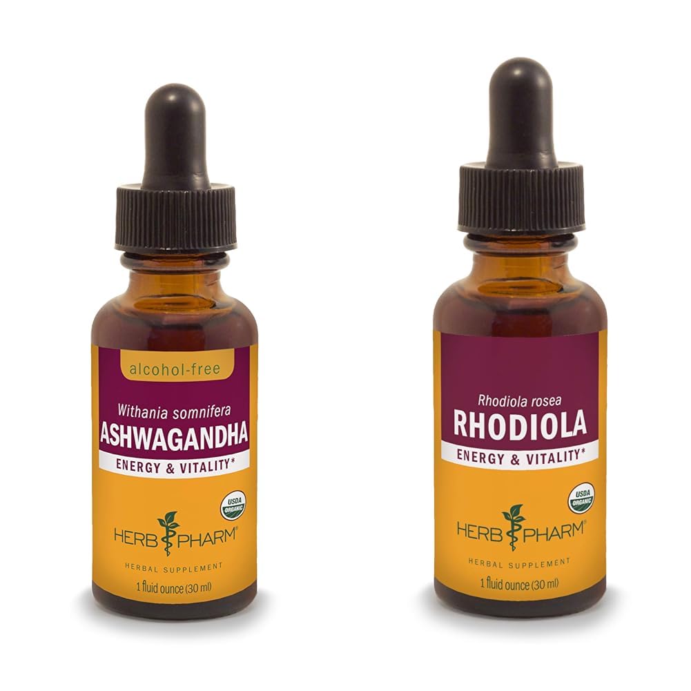 ハーブ Pharm Ashwagandha & Rhodiola Root 抽出物 エネルギー, 死亡率 & スタミナ, アルコールフリー グリセライト & 有機 Cane アルコール, 1 Oz 各