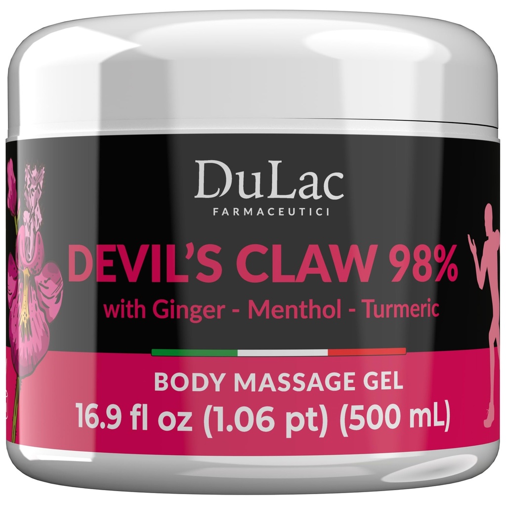 Dulàc - 悪魔の爪98%クリーム最大強度16.9 Fl Oz、ナチュラルジョイント、筋肉と関節の痛みを回復するための筋肉リラクサクリーム、クール効果のためのメンソールに豊富