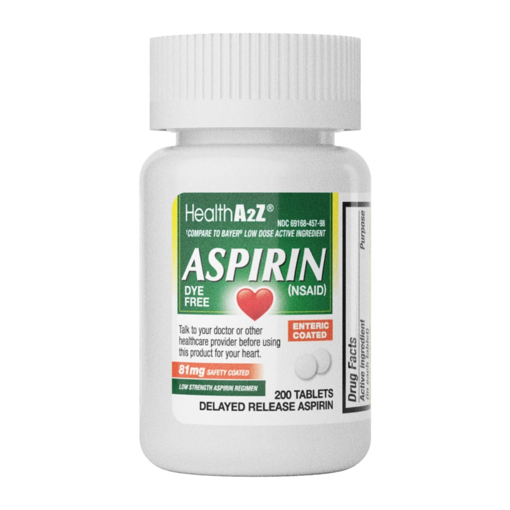 HealthA2Z® アスピリン 81mg | DYEフリー | 強度 | 200カウント | 痛みの軽減 | 痛みの軽減 | 痛みの軽減 | 痛みの軽減 | 痛みの軽減 | 頭痛の軽減 | (NSAID)