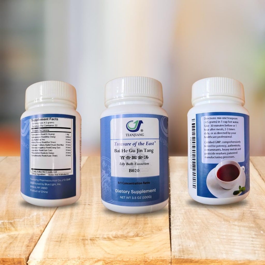 イースト、ユリの球根のデコクションの宝 - Bai He Gu Jin Tang (5:1集中された草のエキスの微粒、100g)